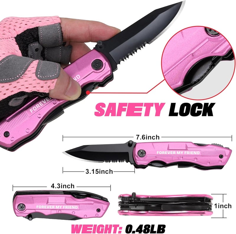 ZAVIT Best Friend Gift for Women, FOREVER MY FRIEND P-ink Multitool Knife, Best Friend Gift, Christmas Birthday Gifts Ideas for Best friend - Image 3